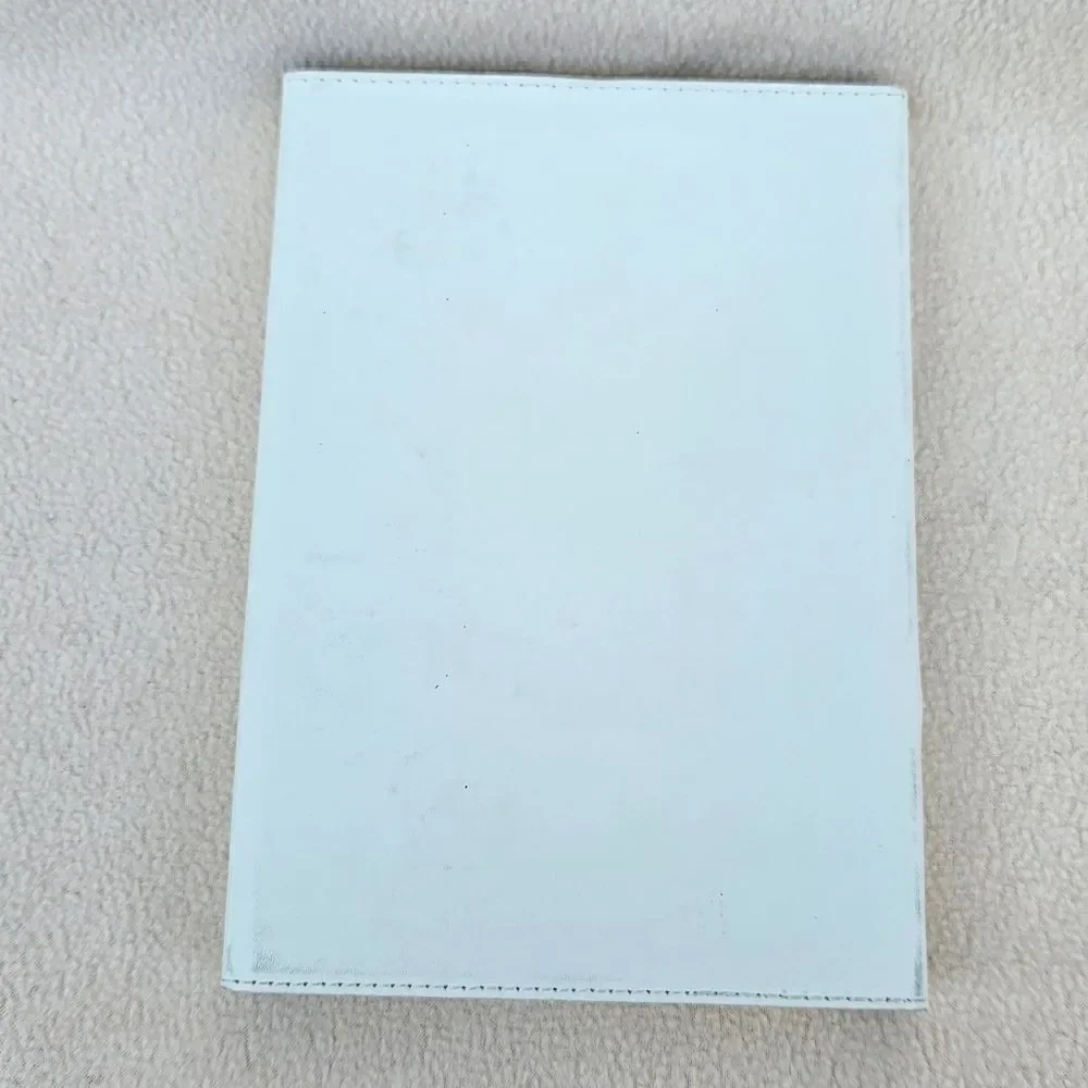 Blessed White and Black Snap Front Faux Leather Notebook